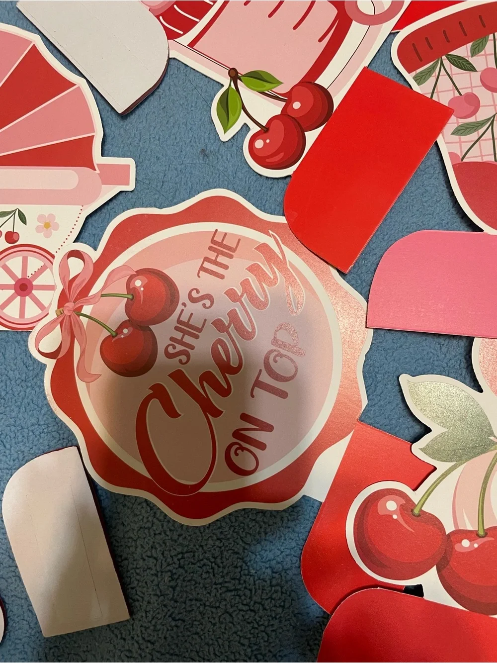 Oh Baby Cherry-Themed Party Supplies Set - Pink & Red